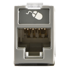 Jack Ultramax Cat6, UTP, Montaje Híbrido en Placa de Pared (Plano y Angulado), Color Gris, Punch Down