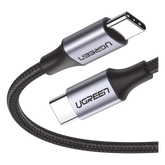 Cable USB-C a USB-C | 1 Metro (3.28 Pies) | Transferencia de Datos de 480 Mbps | Carga Rápida de Hasta 60W | QC 4.0/3.0/2.0 | PD3.0 | FPC | AFC | Protección Integrada | Caja de Aluminio | Nylon Trenzado | Color Negro