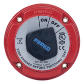 Interruptor de Desconexión de Batería Marina PERKO 9601 / 250A Continuos 360A Intermitentes / 6-32 VCC / Encendido Protegido / Desconexión de Alternador / Seguridad con Llave