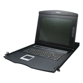 Switch KVM con Monitor de 17"con Teclado y Trackpad para Rack de 1U de Cuatro Postes, 8 Puertos VGA Para Acceder y Controlar Hasta 8 Computadoras Desde una Sola Consola