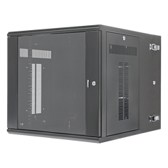Gabinete PanZone de Montaje en Pared, de 19in, Puerta con Ventana de Seguridad, 12 UR, 762mm de Profundidad, Color Negro