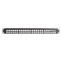 Patch Panel UTP Keystone de 24 Puertos Modular (Vacío), Plano, 1UR, Compatible con Jacks Keystone UTP Z-MAX y MAX