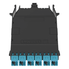 Cassette HD Flex Para 12 Fibras Multimodo OM4, de MPO a 6 Conectores LC Duplex, Color Aqua