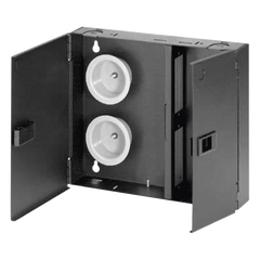 Caja de Conexión de Fibra Óptica, Para Montaje en Pared, Acepta 2 Placas FAP o FMP, Hasta 48 Fibras, Color Negro