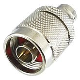 Adaptador en Línea de Conector N Macho a BNC Hembra, Plata/ Oro/ Teflón.
