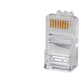 Plug RJ45 Cat5e, Para Cable UTP Calibre 22 a 26 AWG, Chapado en Oro de 50 Micras