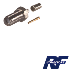 Conector SMA Hembra de Anillo Plegable para Cable RG-58/U, Niquel/ Oro / Teflón.