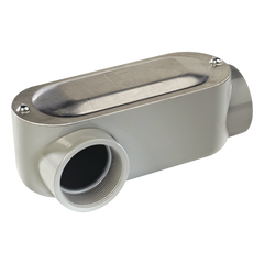 Caja oval roscada tipo LR de 3" larga(76.2 mm) Incluye tapa y tornillos.
