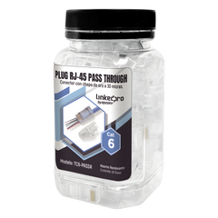 Bote con 50 Plugs Pass Through RJ45 Cat6 sin Blindaje, con Alivio de Tensión Incluido, Chapado de Oro a 30 Micras para Durabilidad Extrema