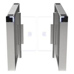 Torniquete Swing PREMIUM / Iluminación LED / 12,000,000 Ciclos MCBF / Incluye Lectores de Tarjeta y Panel de Acceso / 14 Pares de IR / Carril de 90 cms / Compatible con Reconocimiento Facial / Incluye Izquierdo y Derecho