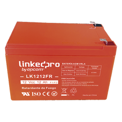 Batería de respaldo 12 V | 12 Ah | AGM | Certificada UL94-V0 Retardante a la Flama | Especial para Seguridad Electrónica | UPS | Sistemas de Emergencia | Vida útil 5 años | Terminales F1 + Adaptador F2