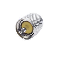 Conector UHF Macho (PL-259) de Anillo Plegable para Cable Coaxial RG-8/X, 9258, LMR-240, Níquel/ Plata/ Baquelita.