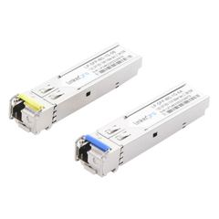 Transceptores Ópticos Bidireccionales SFP (Mini-Gbic) / Monomodo 1310 & 1550 nm / 1.25 Gbps / 1000BASE-BX / Conector LC/UPC Simplex / DDM / Hasta 5 km / 2 Piezas