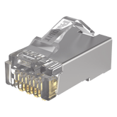 Plug RJ45 Cat5e Blindado, Para Cable UTP de Calibres 24-26 AWG, Chapado en Oro de 50 Micras, Paquete de 100 Piezas