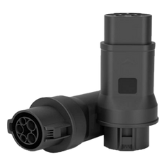 Adaptador de Conector EV / Entrada Tipo 1 (SAE J1772) / Salida Tipo 2 (IEC 62196-2) / 7 kW / 32 A / 220 V AC / Monofásico / Compacto y Portátil