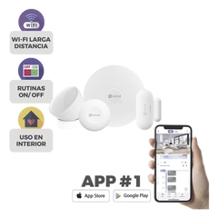 Kit de Alarma Inalambrico / Incluye: 1 Hub, 1 Sensor PIR, 1 Contacto Magnético y 1 Smart Boton / Configuración y Visualización por App Móvil EZVIZ / Protocolo Zigbee
