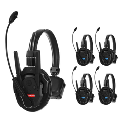 Kit 5 Intercomunicadores Inalámbricos Full-Duplex / Rango 500 m (1640 ft) / Hasta 13 Unidades / Latencia 80 ms / AEC 2.0 / Batería 24 Hrs / USB-C