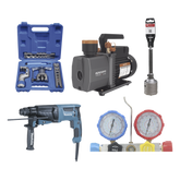 Kit profesional / Mini split / Bomba de vacío 2RS-2R-R32 / Manómetro HBSBZ6 / Kit Abocardado CT809 / Rotomartillo HR2630J / Broca PSTC02003