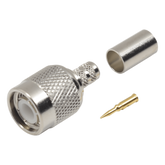 Conector TNC Macho de Anillo Plegable para Cables RG-58/U, LMR-195, Níquel/ Oro/ Delrin.