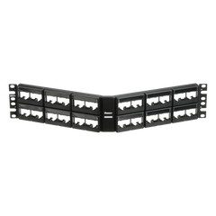 Panel de Parcheo Modular Mini-Com (Sin Conectores), Angulado, Sin Blindaje, Con Etiqueta y Cubierta, de 48 Puertos, 2UR