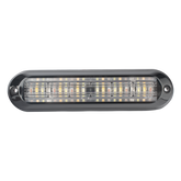 Luz Auxiliar, Ultra Brillante, IP67, 18 LEDs, Tricolor, Color Rojo/Claro/Ambar, con mica transparente y bisel negro