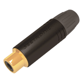 Conector Hembra RCA | Carcasa Enchapada en Negro | Contacto Enchapado en Oro | Cable OD 3.5-6.5mm