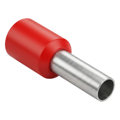 Conector Ferrule | 18AWG | 1.0 mm² | Conductor Latón Estañado | Aislamiento PVC Rojo | 25 Piezas por Bolsa