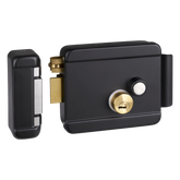 Cerradura Eléctrica con Botón de Salida / Incluye Llave / Exterior / Izquierda / Color Negro