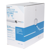 Bobina de cable de 305 m, Cat5e, para intemperie, sin blindar, color blanco, UL, para aplicaciones en CCTV, redes de datos, Requiere tubería para su correcta instalación en ambientes exteriores.
