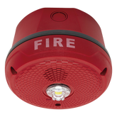 Sirena con Lámpara LED Estroboscópica / Montaje en Techo / Nivel de Candelas Seleccionable / Color Rojo / Nuevo Diseño Moderno y Elegante / Menor Consumo de Corriente / Uso exterior