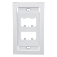 Placa de Pared Vertical Ejecutiva, Salida Para 4 Puertos Mini-Com, Con Espacios Para Etiquetas, Color Blanco