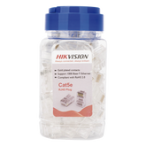 Bote con 100 Piezas de Plug Modular RJ45 / Cat 5e / Chapado en Oro a 15 Micras / Sin Blindaje / Facil Instalación / Uso Interior / Soporta Norma TIA-568B / Cumple con RoHS 2.0