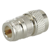 Adaptador en Línea de Conector N Hembra a UHF Macho (PL-259), Plata/ Oro/ Teflón.