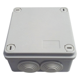Caja Tipo Estanca IP55, con 6 Entradas, Tapa y Tornillo de Vuelta de 1/4, 100 x 100 x 50 mm (3.94 x 3.94 x 1.97 Pulgadas), Color Gris