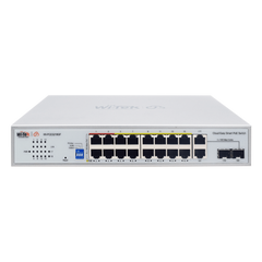 Switch PoE / Administración en la nube / Con 16 puertos 10/100 Mbps PoE af/at (Puertos 1-4: bt 90W) / 2 Puertos Uplink 10/100/1000 Mbps / 1 Puerto SFP Gigabit / Presupuesto 250 W / PoE hasta 250 metros / Soporta protocolo ONVIF