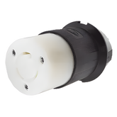 Conector Industrial con Bloqueo de Media Vuelta / 20 A 125 V CA / 2 Polos 3 Hilos / Nema L5-20R / Color Blanco y Negro.