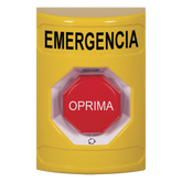 Botón de Emergencia en Español, Color Amarillo, Acción Mantenida, Girar para Restablecer y LED Multicolor