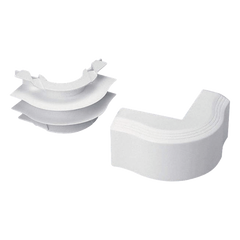 Esquinero exterior, para uso con canaleta T45, Material PVC Rígido, Color Blanco Mate