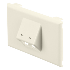Placa de Pared Horizontal T70, Salida Para 2 Puertos Mini-Com, Con Espacios Para Etiquetas, Color Blanco Mate