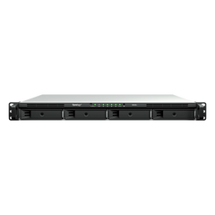 NAS Rackmount 4 Bahías / 1U 44 mm (1.73 in) / AMD Ryzen V1500B 4 Núcleos 2.2 GHz / 4GB DDR4 ECC SODIMM / 4x 1GbE RJ45 / PCIe 3.0 x8 / Escalable a 8 Bahías con RX426 / DSM / Storage Tiering