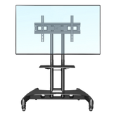Soporte de Pantalla con Ruedas AVA1500601PNB / Compatible con Monitores de 32" a 75" / VESA 200x200 a 600x400 mm / Carga 45.5 kg (100 lbs) / Altura Ajustable 1120-1520 mm / Base para Accesorios / 4 Ruedas 360°