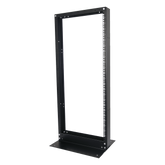 Rack de 2 Postes, Estándar 19", 24 Unidades, Fabricado en Acero, Base "L" para Anclar a Piso.