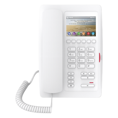 (H5 Color Blanco)Teléfono para Hotelería, profesional de gama alta con pantalla LCD de 3.5 pulgadas a color, 6 teclas programables para servicio rápido (Hotline) PoE