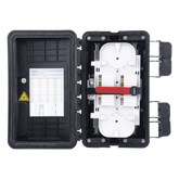 Caja de Distribución de Fibra Óptica, Hasta 96 Empalmes, Exterior IP65, Color Negro