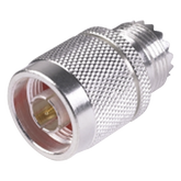 Adaptador en Línea, de Conector N Macho a UHF Hembra (SO-239), Plata/ Oro/ Teflón.
