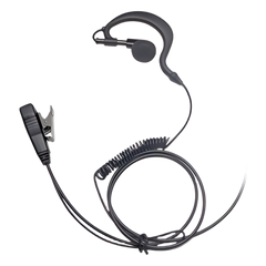 Micrófono-Audífono de Gancho Ergonómico / Cable con Resorte Reforzado con Kevlar / PTT de Solapa / Conector Multipin H02 para Hytera y Telox