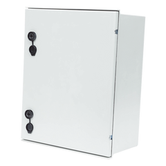 Gabinete de Poliéster IP65 Uso en Intemperie (400 x 500 x 200 mm) con Placa Trasera Interior de Plástico (Incluye Chapa y Llave).