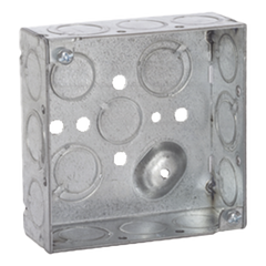 Caja Cuadrada 4 x 4"/Profundidad 1- 1/2"/ 10 Entradas de 1/2" y 6 TKO (1/2"-3/4").
