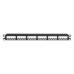 Panel de Parcheo Modular Mini-Com (Sin Conectores), Plano de Instalación al Ras, Sin Blindaje, de 24 Puertos, 1UR