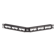 Panel de Parcheo Modular Mini-Com (Sin Conectores), Angulado, Sin Blindaje, Con Etiqueta y Cubierta, de 24 Puertos, 1UR